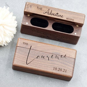Wide Wood Ring Box, Slim Wooden Ring Box, Rustic Wedding Ring box, Sleek Engagement Proposal Ring Box, Wedding Ceremony Ring box