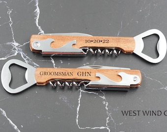 Abridor de botellas grabado, Cuchillo de bolsillo Groomsman, Regalo personalizado, Regalo de Navidad para él, Mejor regalo para hombre, Para él, Regalos de boda
