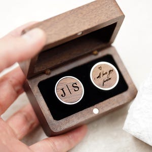 Groomsman Gift for Wedding, Engraved Cufflinks for Groom, Father of the Bride Groom, Wooden Cufflinks, Cufflink Box, Gift for Man, Christmas