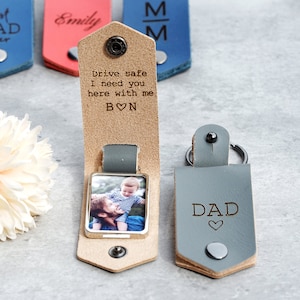 Personalized Photo gift for Dad, Best Dad Ever Keychain, Picture keychain, leather keychain for her, for Anniversary gift, Christmas gift