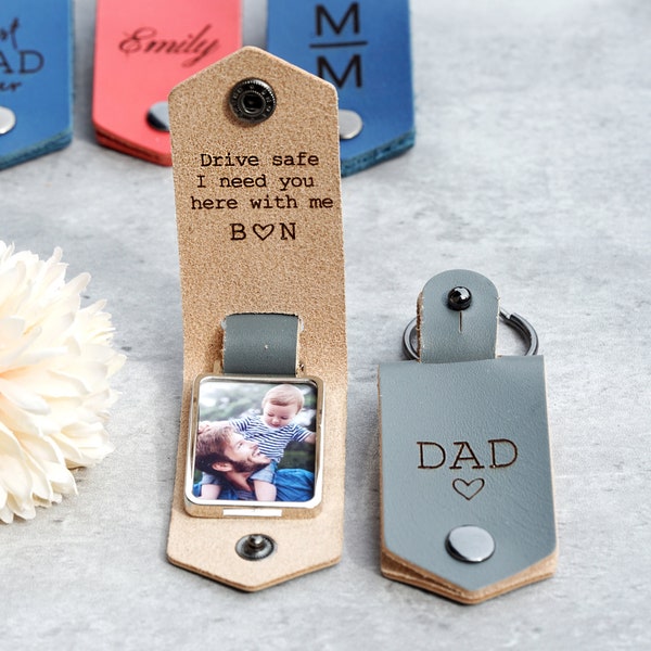 Personalized Photo gift for Dad, Best Dad Ever Keychain, Picture keychain, leather keychain for her, for Anniversary gift, Christmas gift