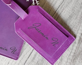 Personalized Leather Luggage Tag, Customized Luggage Tag, Engraved Leather Luggage Tags, custom Travelling gift, Bridesmaid