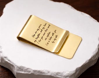 Custom Engraved Money Clip for Men, Personalized Wallet Clip Gift for Dad or Husband, Romantic Message Money Clip