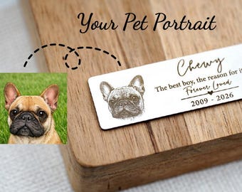 Your own Pet Photo Plaque for Urn, Stainless Steel Metal Plaque, Engraved Cat Portrait with Name & Dates, Personalized Memorial Plate