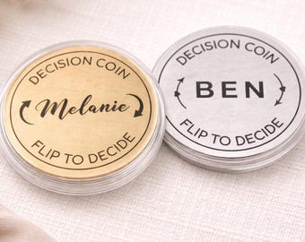 Decision Coin, Decision Custom Name Brass Coin, Real Thick Brass Coin, Funny boyfriend Gift, Husand Gift, Personalized Pocket Coin