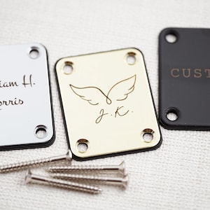 Custom Engraved Guitar Neck Plate Personalized Brass Guitar Neck Plate