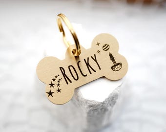Custom Engraved Solid Brass Dog Tag, Personalized Pet ID Tag, Luxury Brass Collar Tag, Dog Lover Gift, Custom Name Tag, microchipped