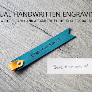 Handwritten Note message Engraving on Leather Bookmark, for Bookworm, for her, Engraved  Quote & Initials, Handmade Gift Birthday- Corporate