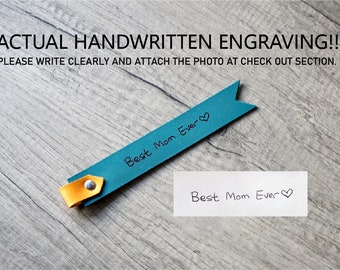 Handwritten Note message Engraving on Leather Bookmark, for Bookworm, for her, Engraved  Quote & Initials, Handmade Gift Birthday- Corporate