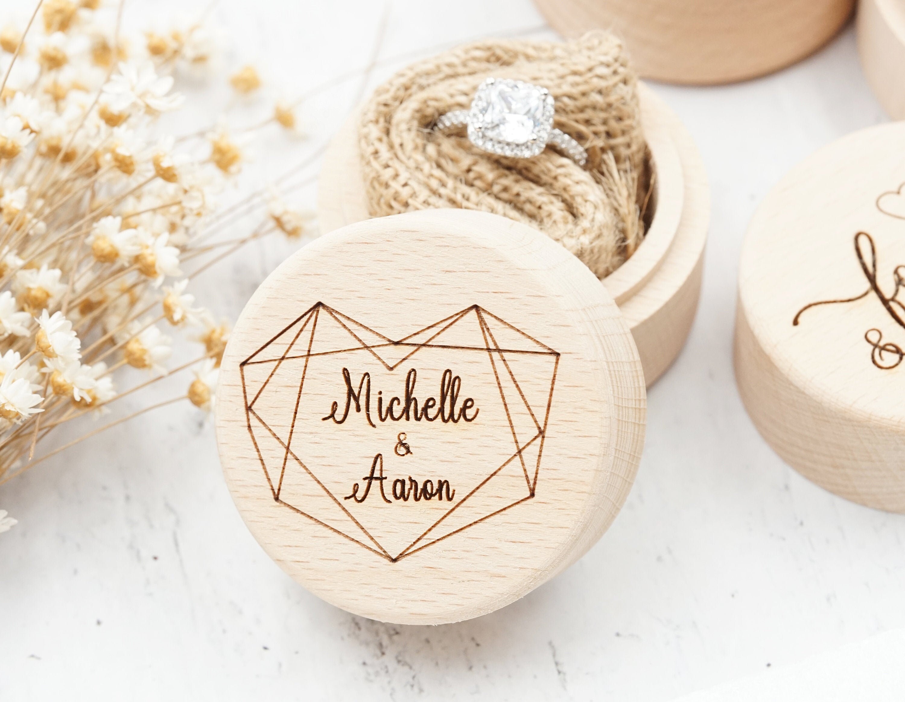 Custom Proposal Ring Box Custom Date Ring Box Engraved Ring Etsy