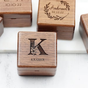Square Double Ring Box, Personalized Ring Box, Anniversary Gift,  Engagement Ring Box, Proposal Ring Box, Valentines day gift, for her