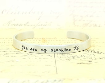 You are my Sunshine - Gift for Niece, Gift idea, Christmas gift, Inspirational gift, Handstamped Cuff Bracelet, Personalized cuff bracelet.