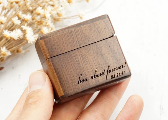 Wood Ring Box, Customize Ring Box Holder, Flip Wood Ring Box, Slim
