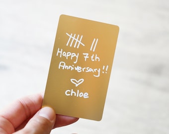 Handwritten Wallet insert card, For dad, Valentines day gift, Anniversary Message card, Engraved Metal card Stocking Stuffer, for him,