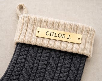 Custom Christmas Stocking Name Plate - Solid Brass Label Tag for Stocking, Solid Brass Personalized Brass Name Plate Personalized Brass