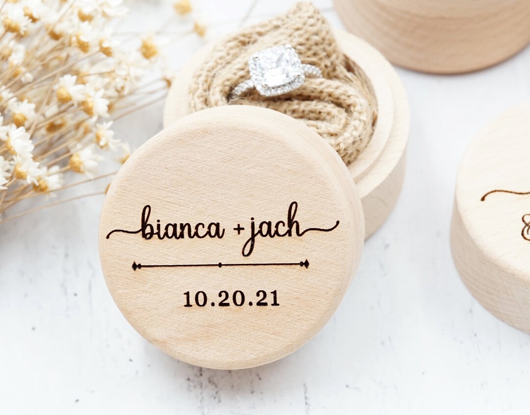 Anniversary Ring Box, Custom Date Ring Box, engraved Ring Box, Ring