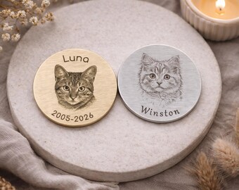 Memorial Pet Coin, Pocket Coin, Custom Engraved Dog portrait plaque, Gift for Best friend, Sister. Dog Photo Flip Coin