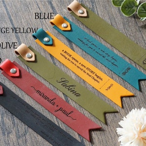 Personalised custom Leather Bookmark, Bookworm gift, for her, Engraved Quote & Initials, Handmade Gift Birthday Christmas- Bookclub bulk image 2