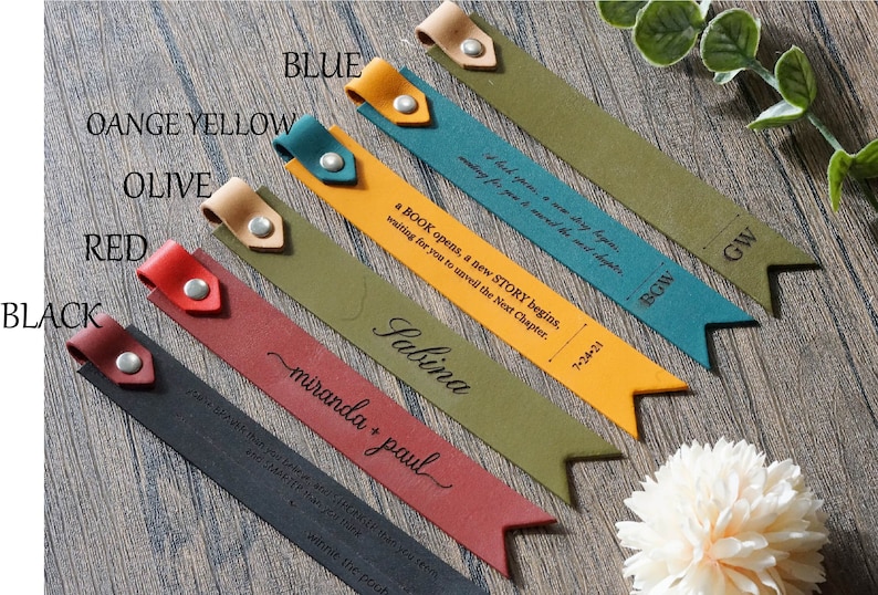Personalised custom Leather Bookmark, Bookworm gift, for her, Engraved Quote & Initials, Handmade Gift Birthday Christmas- Bookclub bulk image 2