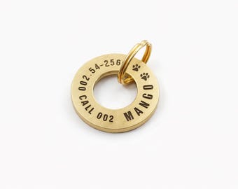 Custom Engraved Dog Tag Id, Solid Brass Dog Tag Id, Dog Name Tag, Dog Collar Id Tag, Cat Collar Tag Id, Custom Name engraved for your pet.