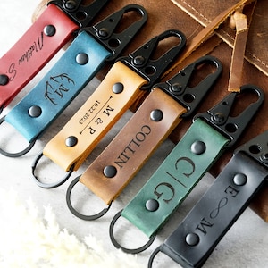 Personalisierter Leder Schlüsselanhänger, Echtes Leder Schlüsselanhänger, Individuell gravierte Schlüsselanhänger, Personalisierte Geschenke, Für Papa, Für Ihn, Geschenkideen für Männer