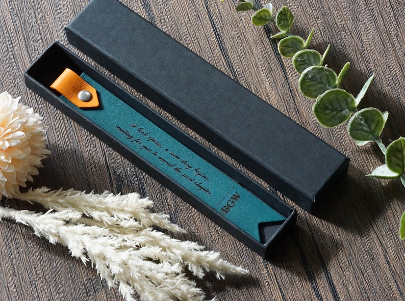 Personalised custom Leather Bookmark, Bookworm gift, for her, Engraved Quote & Initials, Handmade Gift Birthday Christmas- Bookclub bulk image 4