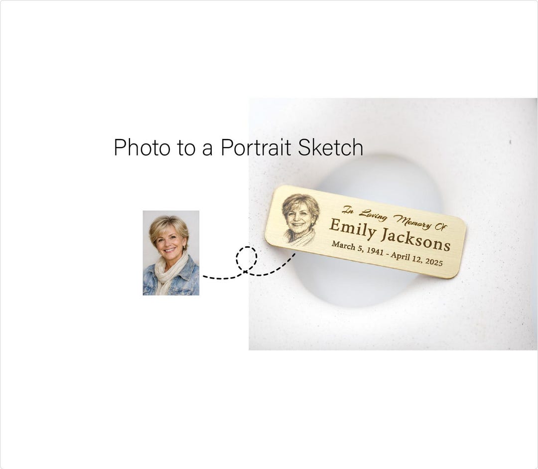 Personalized Brass Photo Plaque –portrait Engraved Memorial Plate for ...