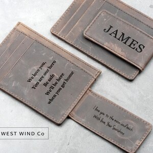 Billetera de cuero Money Clip, Billeteras de cuero, Billetera para hombres, San Valentín, Navidad, Regalo para hijo, Regalo de graduación, regalo grabado personalizado