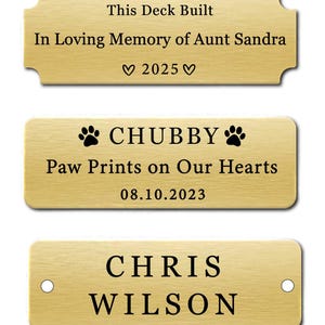 Custom Brass Memorial Plate, Memorial Tag, Name Tags, Name Label Tags, Peresonalized Metal Tags, Pet Loss Memorial Tags, Urn plate