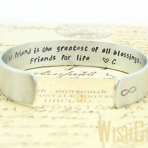 Gifts for Friends- Gift for Best Friend, Gift for Her, Friends for life, True Friendship Bracelet, Personalized Cuff Bracelet, Custom.