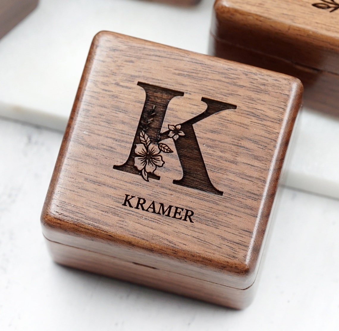 Engraved Custom Wedding Ring Box Wood Ring Box Engagement Etsy