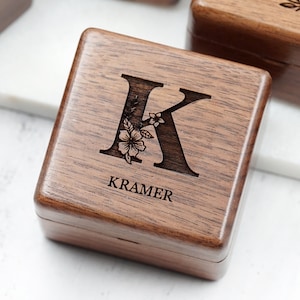 Wedding Ring Box, Customize Square Double Ring Box, Personalized, Engagement Ring Box, Proposal Ring Box, Valentines day gift, for her