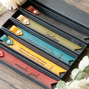 Personalised custom Leather Bookmark, Bookworm gift, for her, Engraved Quote & Initials, Handmade Gift Birthday Christmas- Bookclub bulk image 6