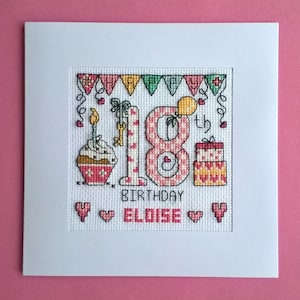 Happy 18th Birthday cross stitch card kit