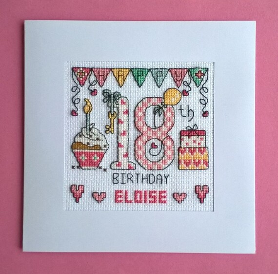 Happy 18th Birthday Cross Stitch Card Kit Etsy