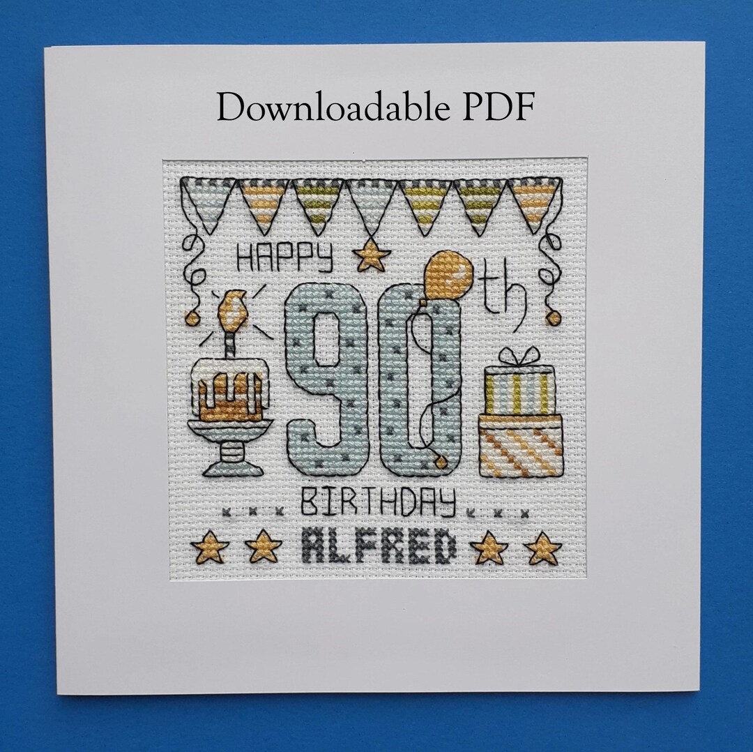 PDF - Happy 90th Birthday Cross Stitch Chart Download - Etsy