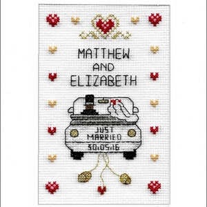 Wedding cross stitch card kit - Just Married