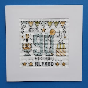 Happy 90th Birthday Cross Stitch Card Kit