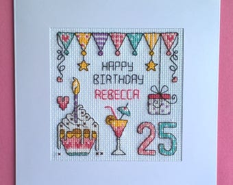 ANY AGE - Happy Birthday cross stitch card kit