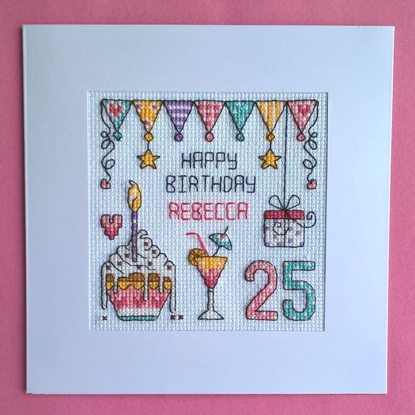 ANY AGE - Happy Birthday cross stitch card kit