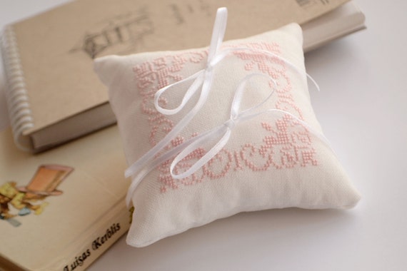 Cross Stitch Ring Pillow Cross Stitch Wedding Pillow Retro Etsy