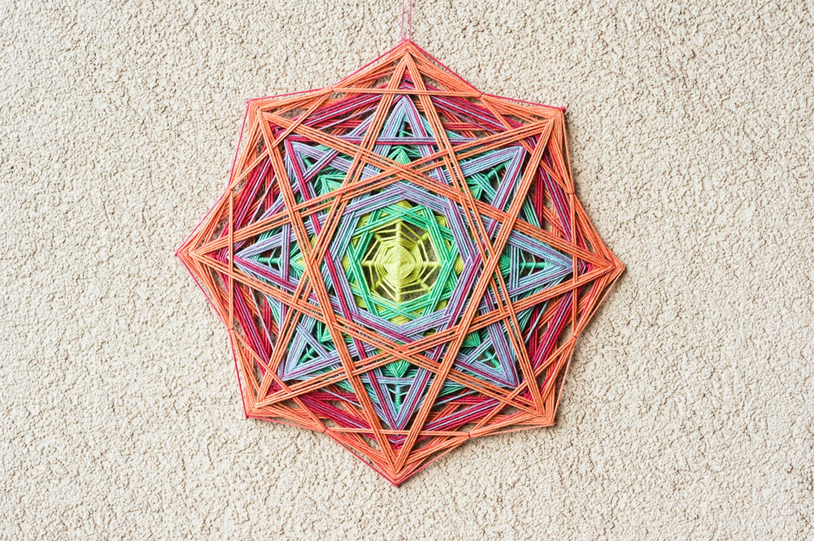 Colorful God's Eye Yarn Woven Mandala Fiber Art Wall Etsy