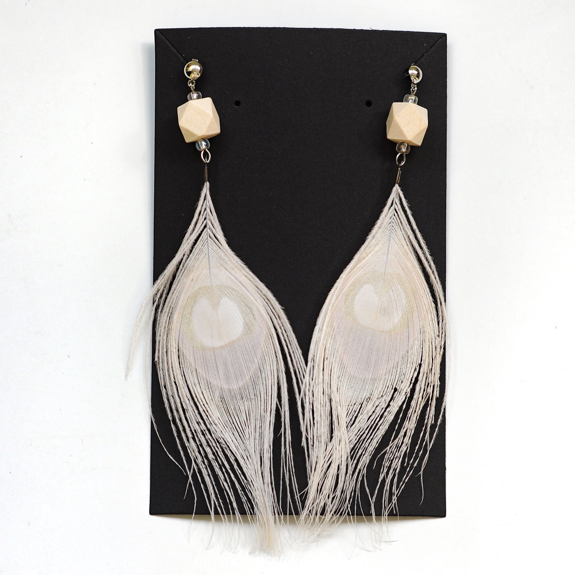 Irregular peacock feather earrings
