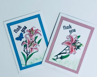 Thank you Cards,Set Of 2,Handmade Card Set,Thank You,Appreciation Cards