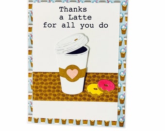 Gift Card Holder,Handmade Gift Card Holder,Thank You Gift Card Holder,Thanks A latte Card,Thank You Card,Money Holder