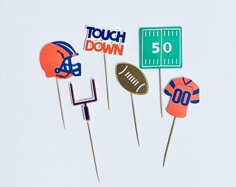 Cupcake Toppers,Football Cupcake Toppers,Set Of 12 Cupcake Toppers,Football Party,Sports,Birthday,Sport Fans