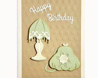 Birthday Card,Vintage Birthday Card,Birthday Greeting Card,Handmade Birthday Cards,Happy Birthday,Thinking Of You,Antique Card,For Her