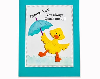 Thank You Card,Handmade Thank You Card,Gift Thank You Card,Thank You Greeting Cards,Friendship Cards,Appreciation Cards,Spring Duck