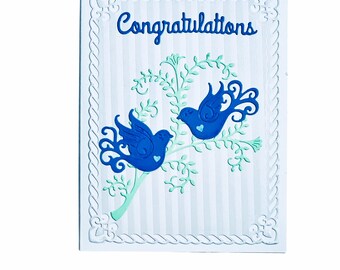 Wedding Card,Handmade Wedding Card,Dove Wedding Card,Congratulations Card,Wedding Greeting Card,Anniversary Card,Engagement,Blue,White