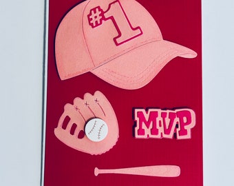 Baseball Card,Handmade Cards,Softball Cards,Birthday Card,Girls Sport Card,MVP